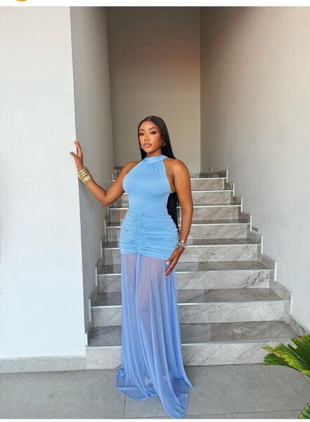 Robe élégante bleue femme