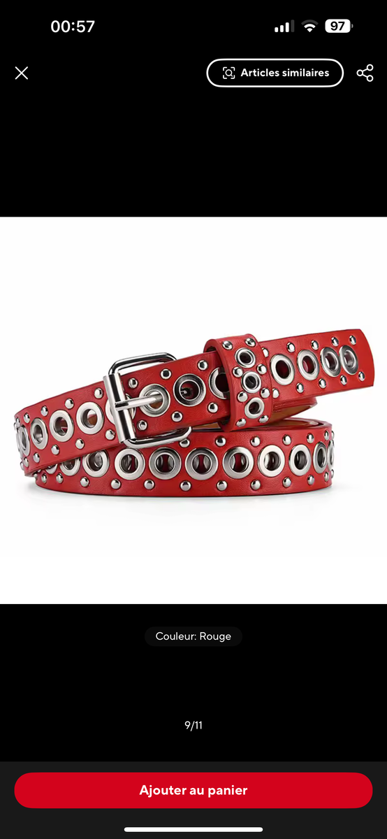 Ceinture en cuir multi-œillets