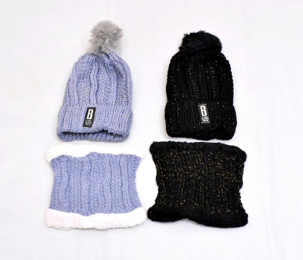 Beanie Wool Cap with Neck Warmer