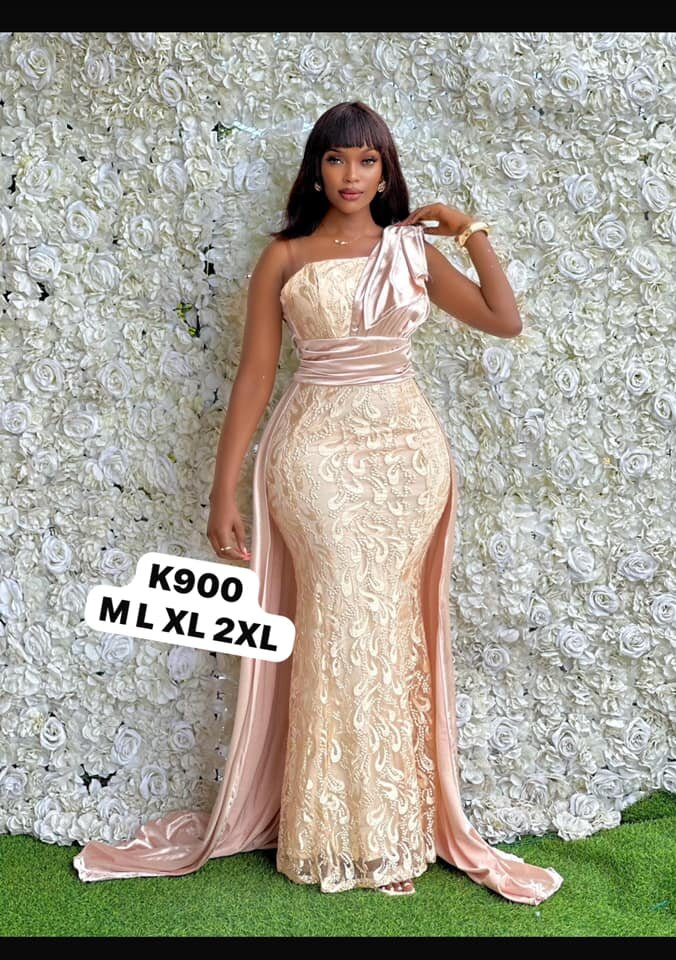 Beautiful long women's dress pink color