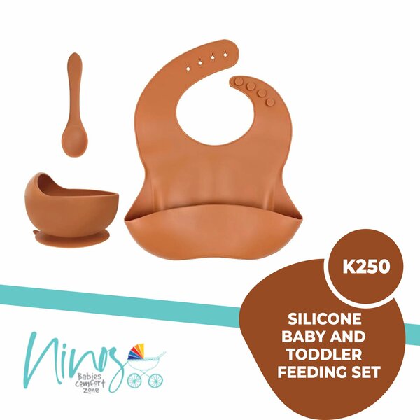 Silicone baby and toddler feeding set