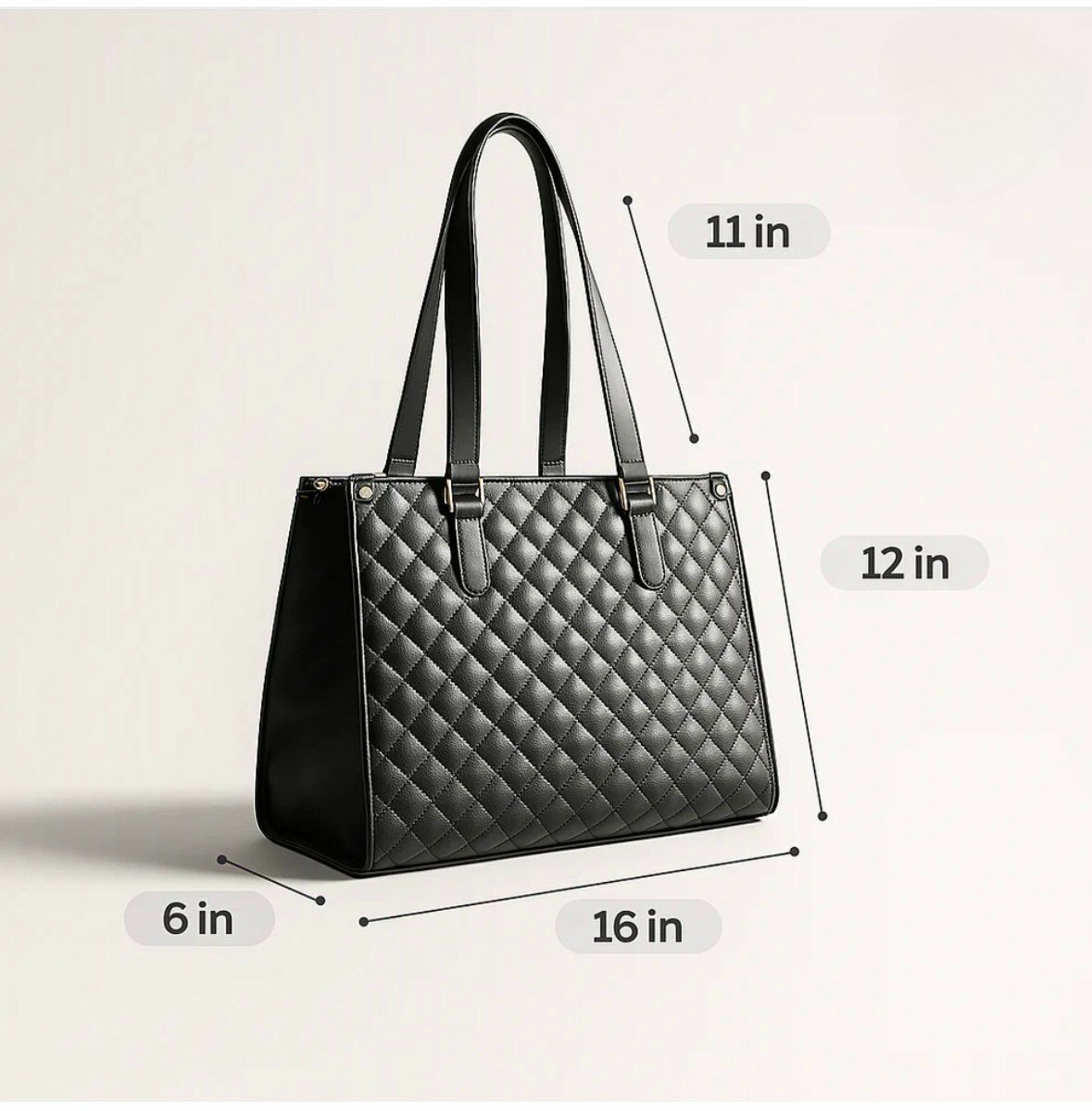 Sac cabas noir en cuir matelassé