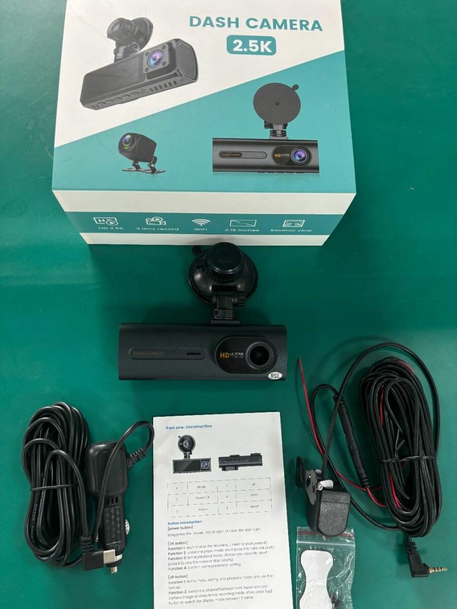 Car Dashcam Camcorder Monitor Recorder 3Inch 3 Channel Dash