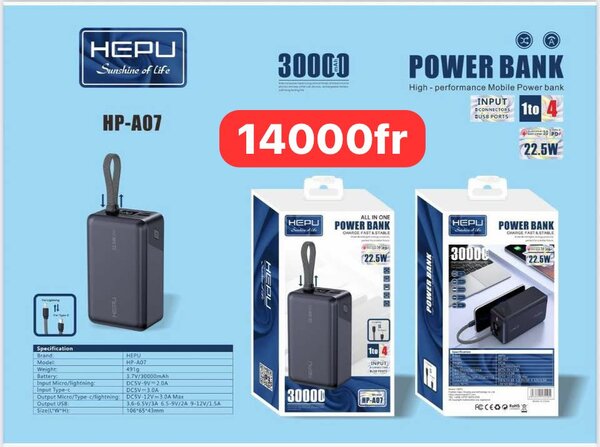 Batterie Externe HEPU 20000mAh