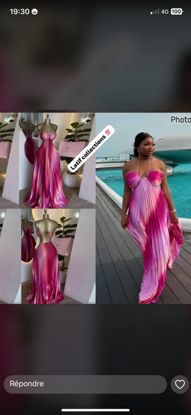 Robe longue d'été rose