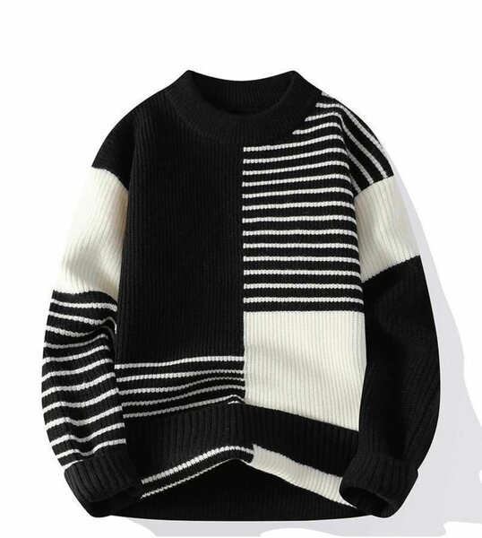 Pull à rayures noir et blanc