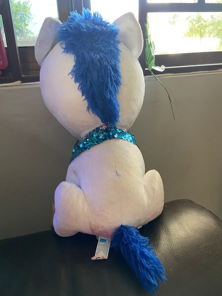 Classic Toy Unicorn Gold Horn Plush Blue Silver Sparkly Ears