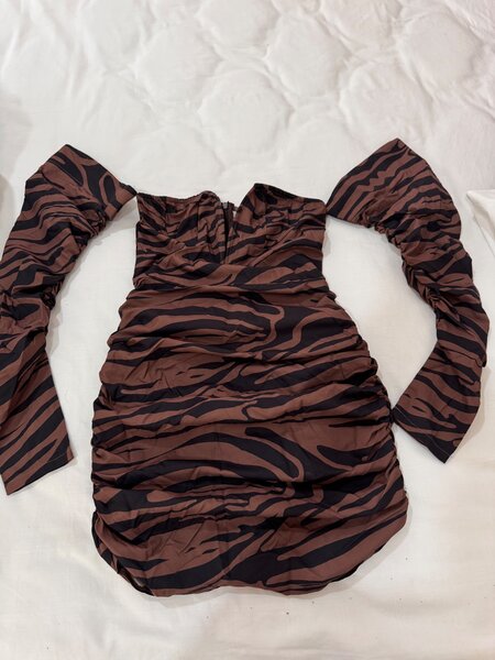 Animal print off shoulder dress