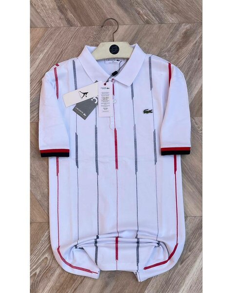 Polo blanc rayé homme