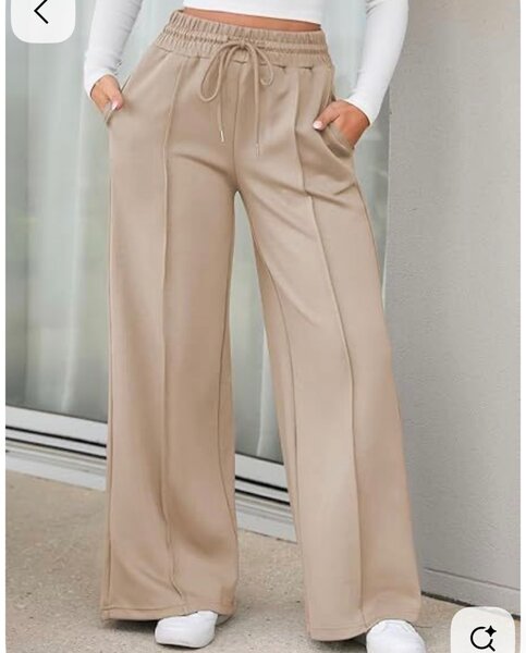 Pantalon large beige femme