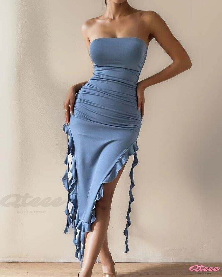 Robe Bandeau Bleu Élégante