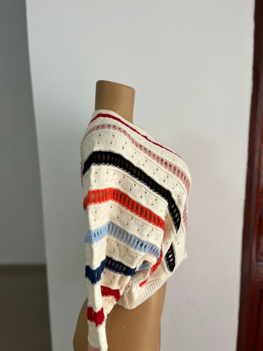 Pull rayé multicolore femme