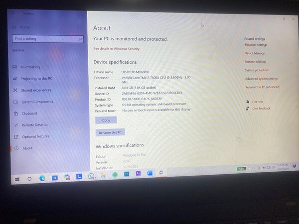 Lenovo t470 core i7 8gb256ssd
