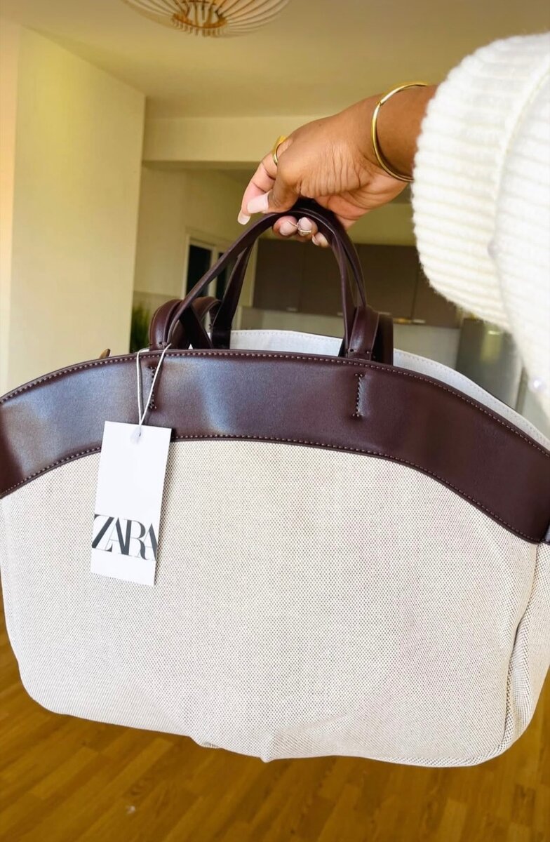 Sac cabas en toile et cuir