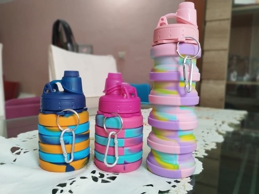 Bouteille en silicone pliable