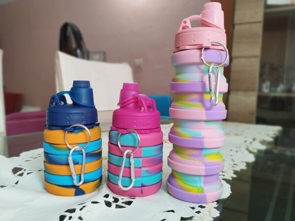 Bouteille en silicone pliable