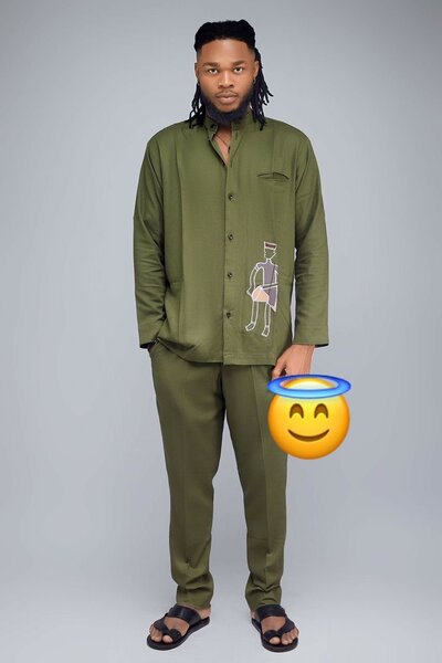 Ensemble chemise verte homme