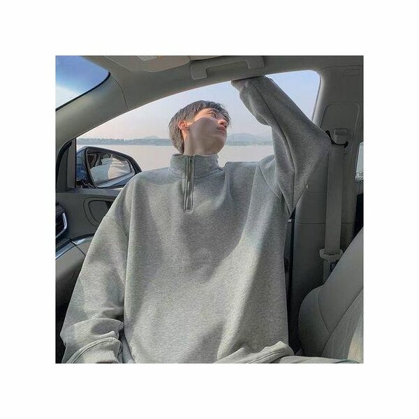 Sweat-shirt gris à fermeture