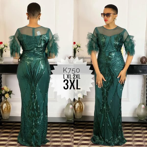 Women's long evening dress in   green