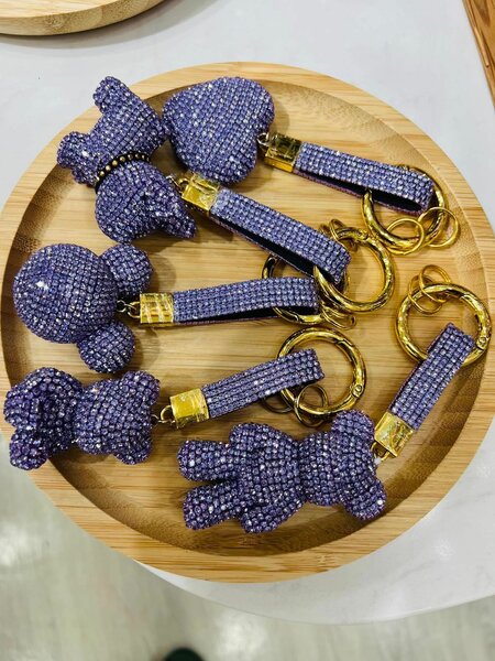 Women's keychain with rhinestones