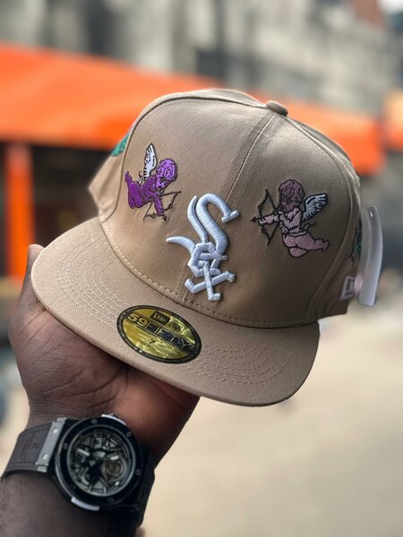 Casquette Snapback Beige à Motifs