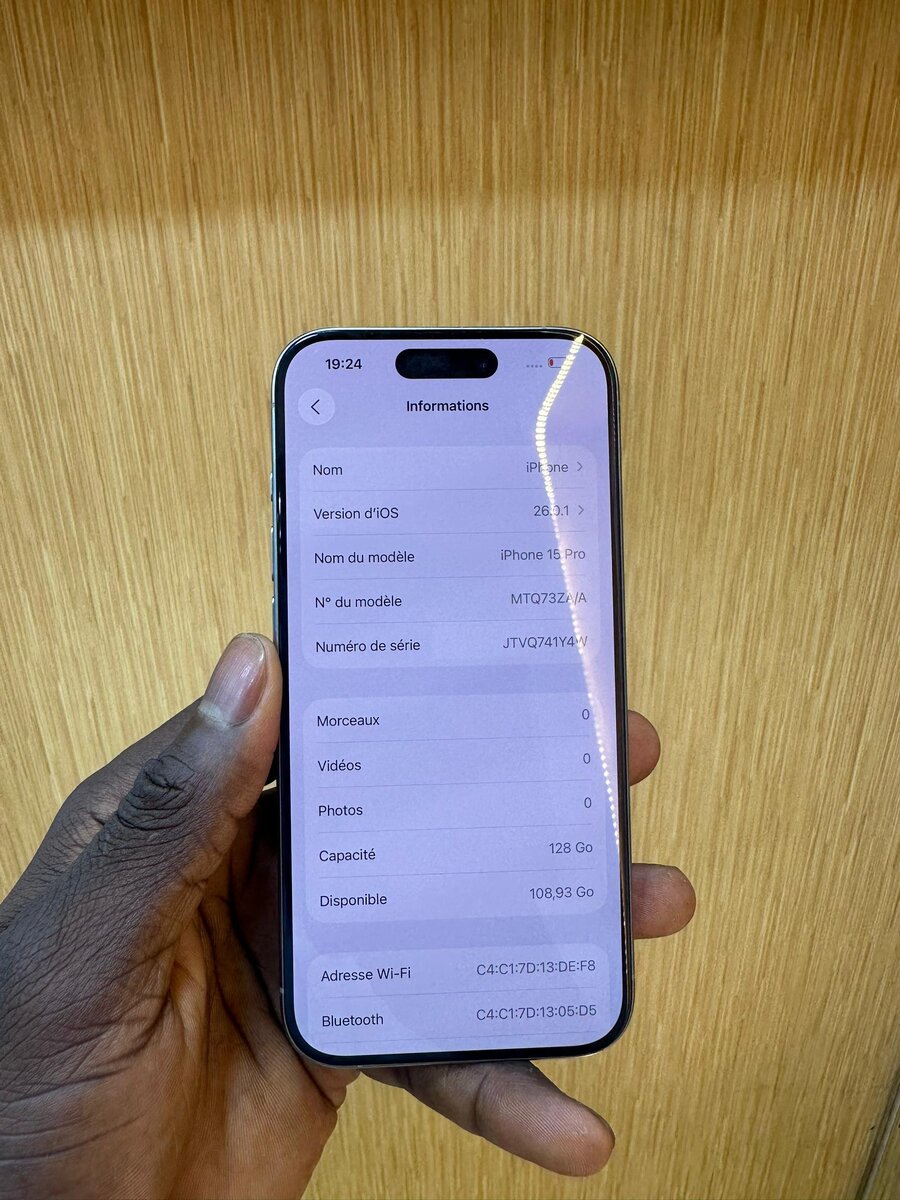 iPhone 15 Pro 128 Go Argent