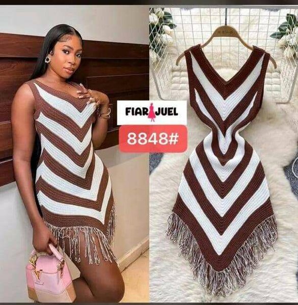 Robe en maille à franges élégante