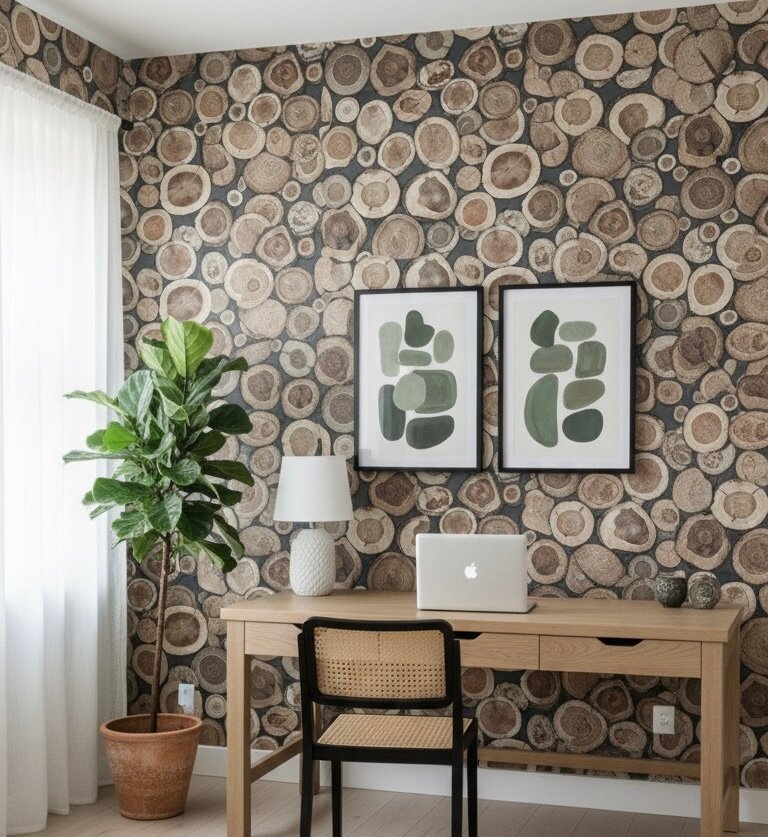 Papier peint effet bois rustique