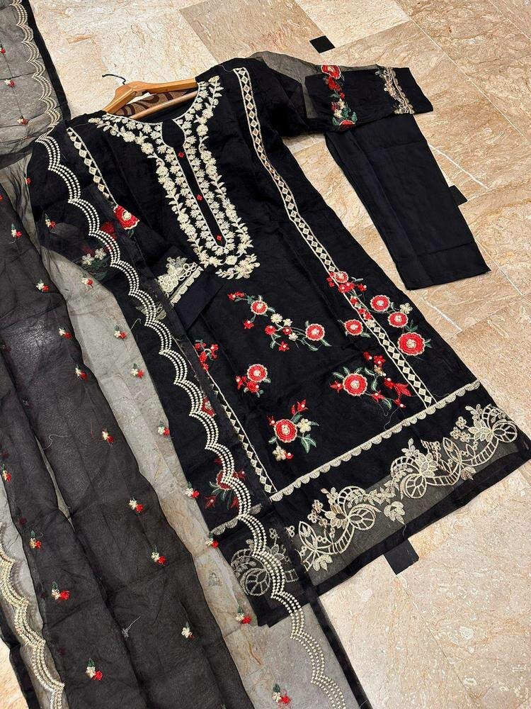 3pcs stitched embroidered dress