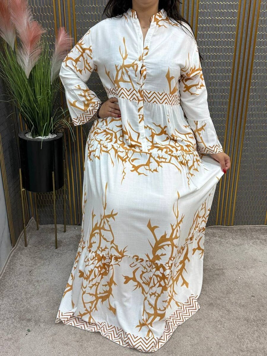 Robe longue en coton imprimé