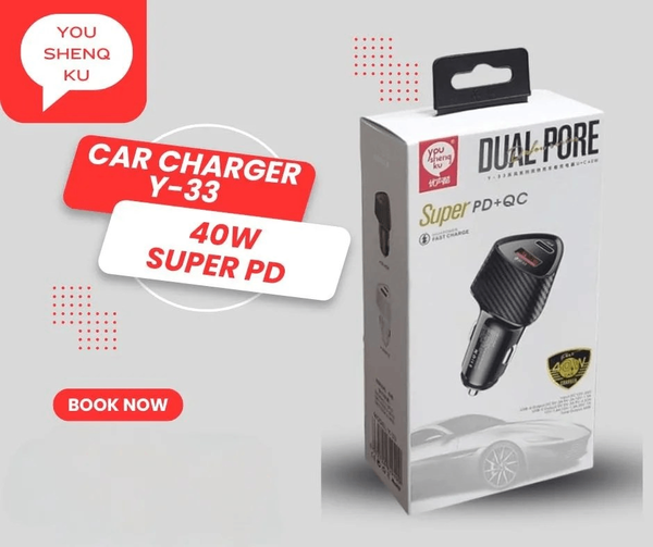 YOUSHENQKU Car Charger 40W Y33 - Fast Dual USB Charging