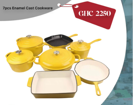 7pcs Enamel Cast Iron Cookware