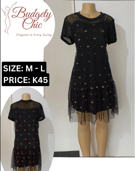 Chic women's dress color black size: m -l 