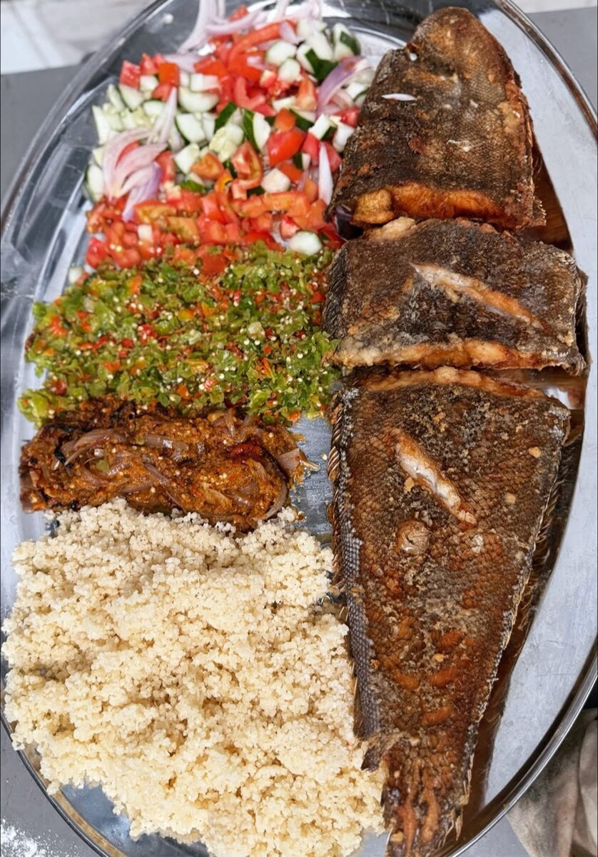 Le plat de poisson+attieké