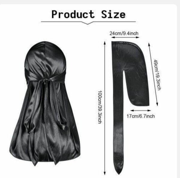Durag en soie noir