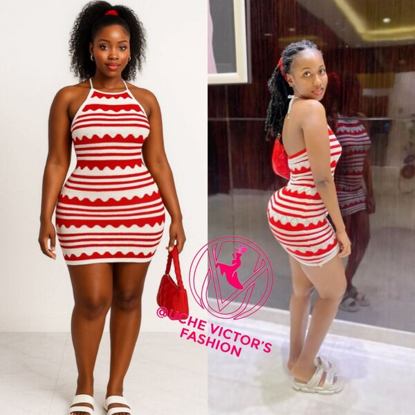 Robe d'été rouge et blanche