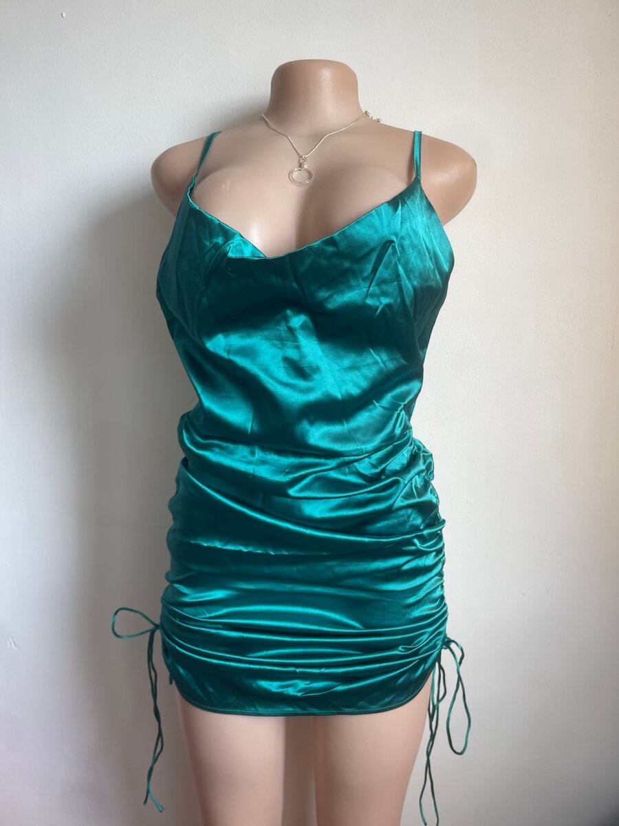 Satin Ruched Mini Dress