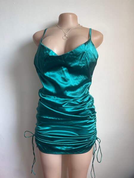 Satin Ruched Mini Dress