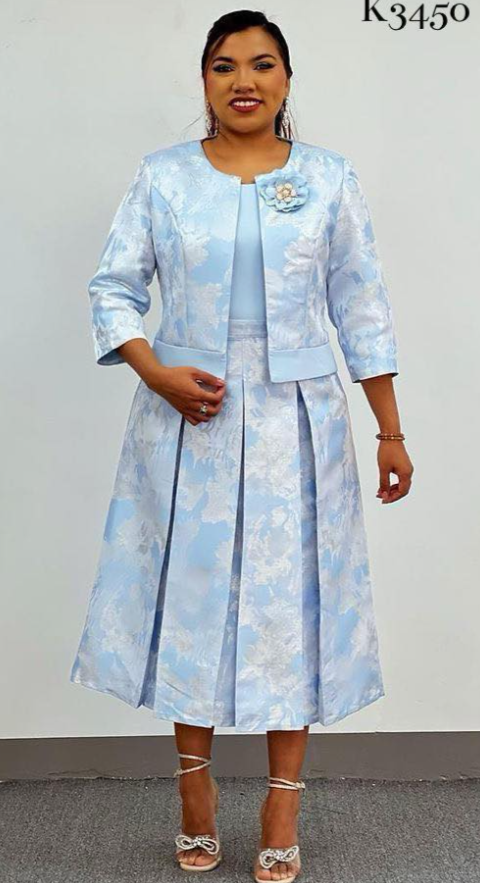 Sky Blue Floral 2 Piece Suit.