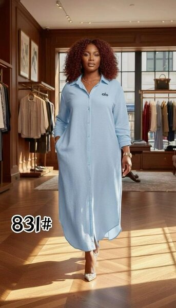 Robe en lin bleue élégante