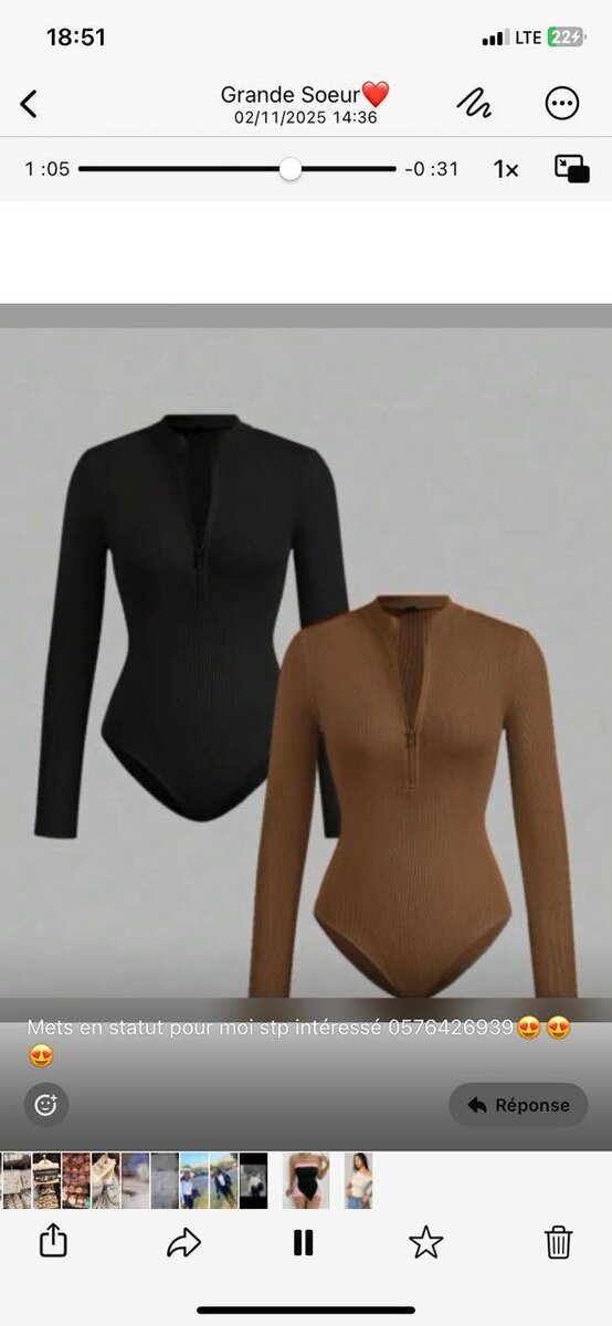 Body à Manches Longues Élégant