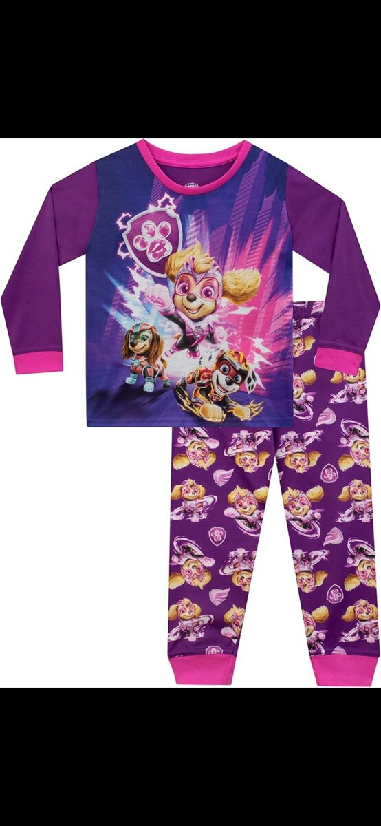 Pyjamas available for girls between the ages of 6-7 years