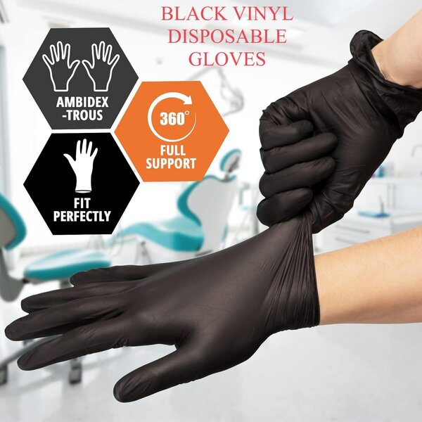 Disposable Black Nitrile/Vinyl Gloves - 100Pcs
