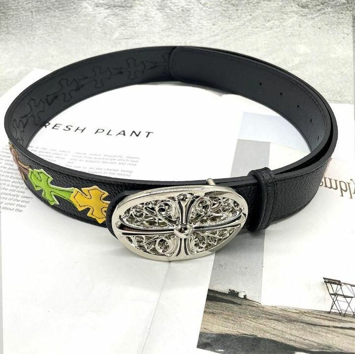 Ceinture en cuir boucle antique