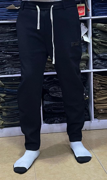 black baggy pants with white drawstring