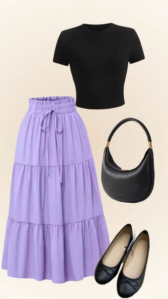 Jupe Midi Lilas Élégante