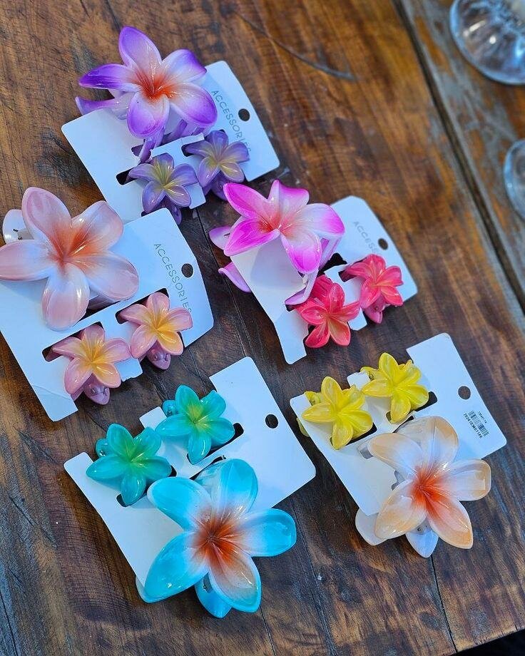 Barrettes fleurs colorées