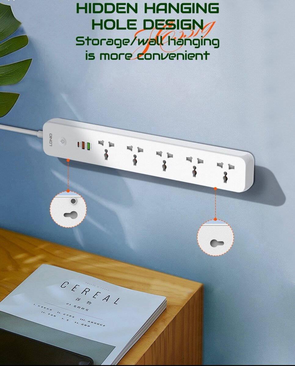 LDNIO SC5319 rallonge multiprise avec 5 prises de courant AC