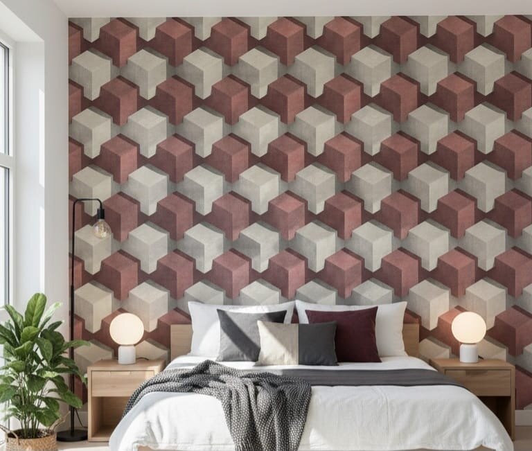 peint à motif géométrique 3D.