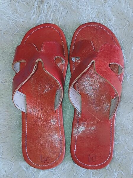 Sandales en H cuir rouge
